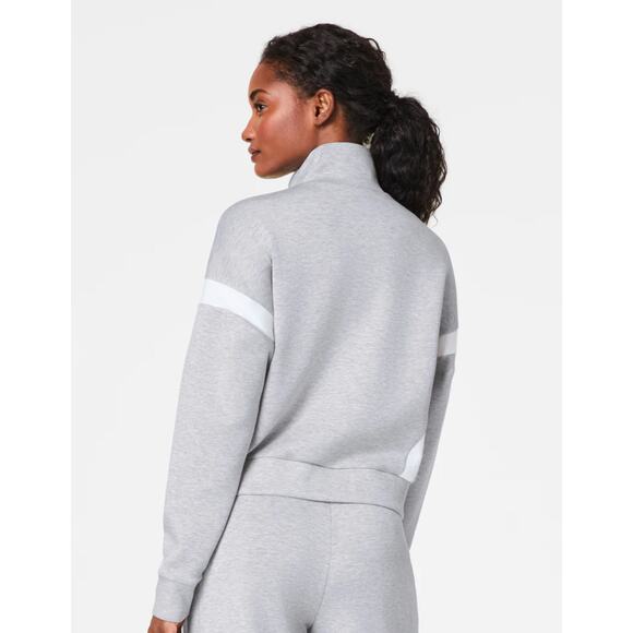 SPANX AirEssentials® Striped Track Jacket gray size small - Picture 2 of 14